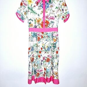 NWT Dalia Macphee brand "The Fabulous Garden" Collard Dress size Medium.